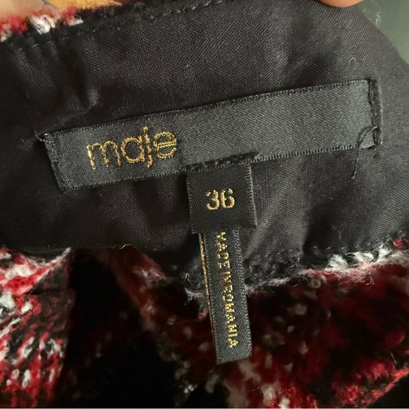 Maje Itrit Black and Red Plaid Shorts - Picture 4 of 5